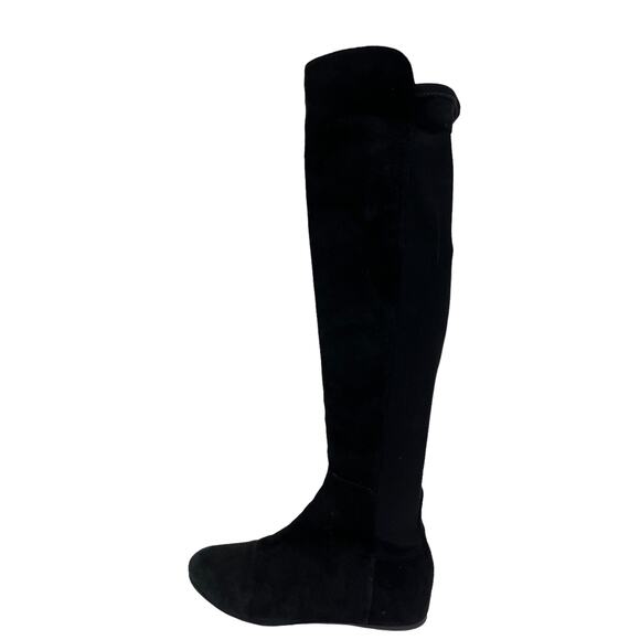STUART WEITZMAN Black Suede Hidden Mainline Stretch Wedge Knee-High Boots 6.5